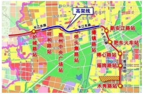 合肥地铁2号线东延线线路图(仅供参考)正式施工尚待国家批复合肥城市