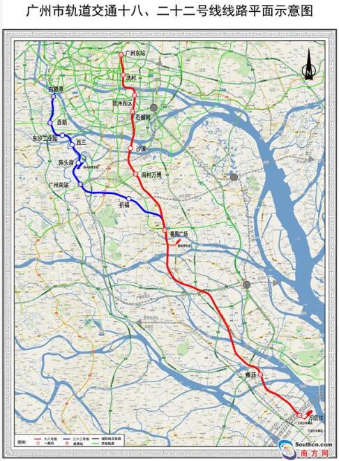 广州地铁18号线和22号线迎来重大进展建成后南沙30分钟到市区附线路图