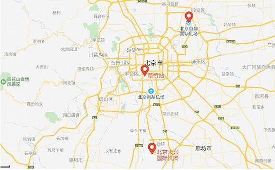北京两座国际机场以及草桥站位置图,来源:百度地图.jpg