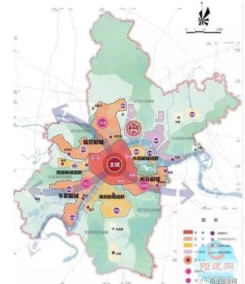 武汉市(2017-2035)城市总体规划:主城 新城 3副城 3组团的格局