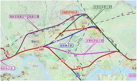 最新北沿江高铁江苏段规划图曝光黄桥设站泰兴成为大赢家附线路图