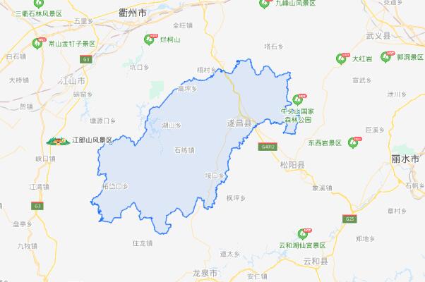 于浙江省丽水市,位于浙江省西南部,钱塘江,瓯江上游,东倚武义,松阳