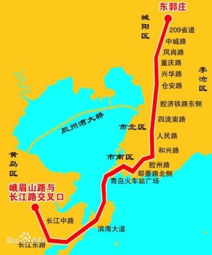 青岛地铁1号线线路起自黄岛峨眉山路与长江路交叉口,沿长江中路,长江