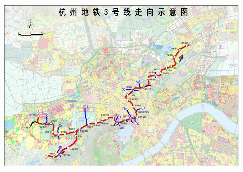 杭州地铁3号线最新线路图新增3个站点预计9月底开工